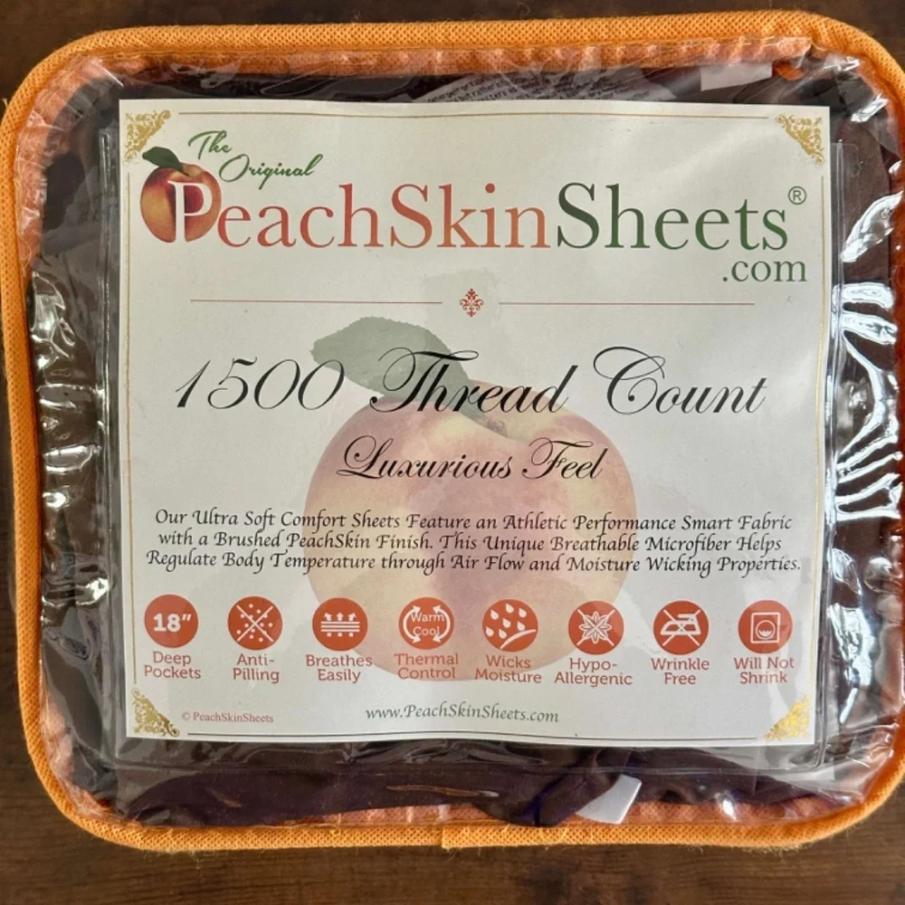 PeachSkinSheets Chocolate Sheet Set 1500tc Level of Softness Soft Cool Queen - Picture 6 of 7